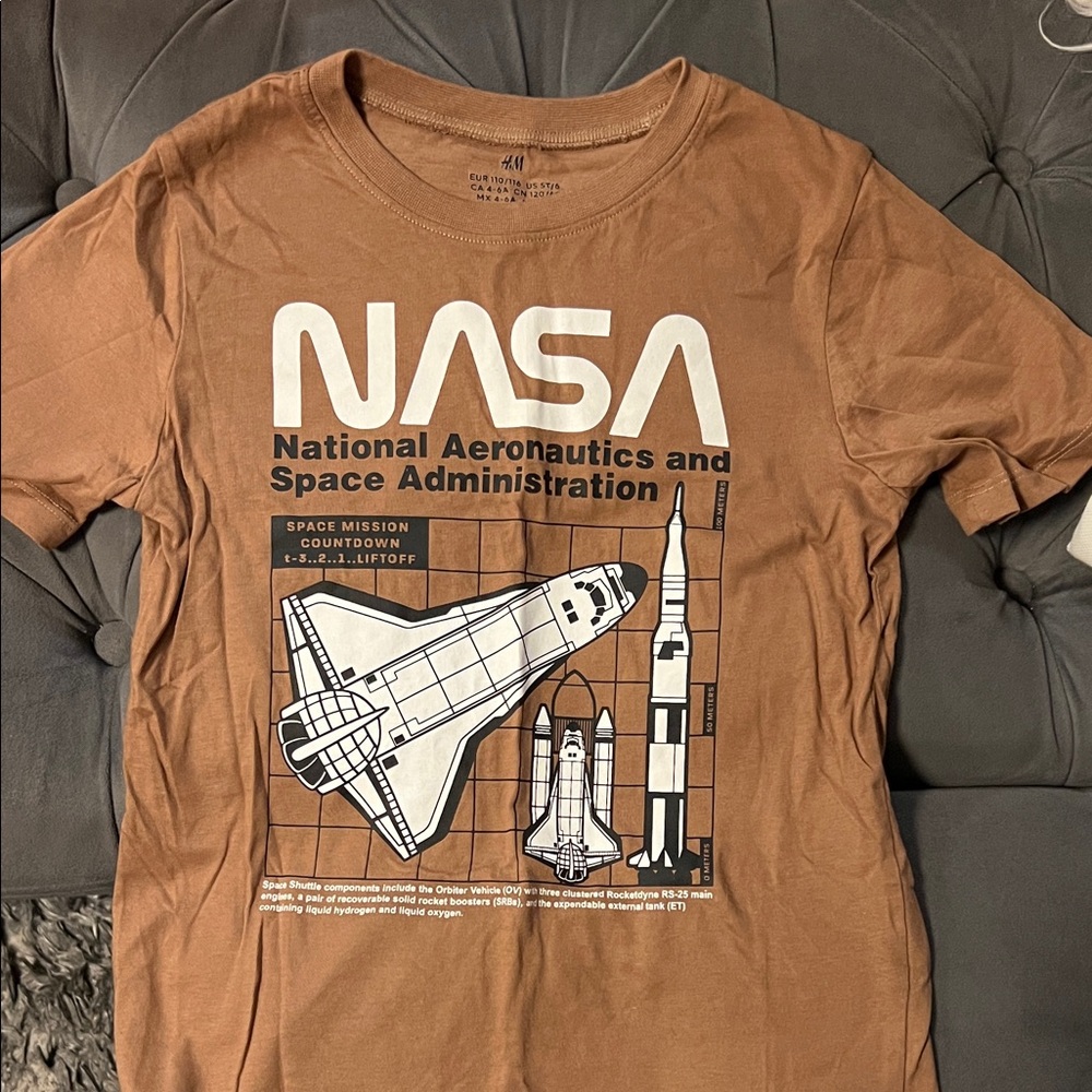 H&M Brown NASA Short Sleeve Tee